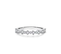 Tolldek Paire de bagues empilables classiques en or blanc 9 K/14 K/18 carats avec moissanite en or véritable, bague en or blanc au 375/585/750, taille 47-65, Or blanc 14 carats (585), Moissanite