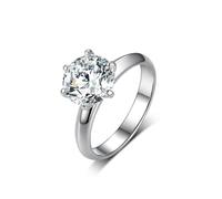 Tolldek Paire de bagues en or blanc 375/585/750, 6 griffes avec moissanite, bijoux authentiques, alliances en or blanc 9 K/14 K/18 K, taille 47-65, Or blanc 9 carats (375), Moissanite