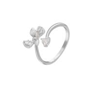 Tolldek Paire de bagues en or blanc 750 avec cœur et papillon Moissanite Taille 47-65, Or blanc 14 carats (585), Moissanite