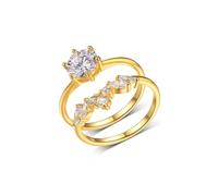 Tolldek Paire de bagues en or blanc au 375/585/750, élégantes et classiques, avec moissanite véritable, bague de fiançailles en or blanc 9 K/14 K/18 carats, taille 47-65, Or jaune 9 carats (375