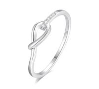 Tolldek Paire de bagues en or jaune 18 carats 750 avec nœud et diamant PT950 Platine Taille 47-65, Or blanc 14 carats (585), Diamant