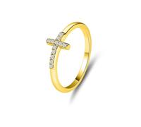 Tolldek Paire de bagues en or jaune 18 carats Au750 avec diamant en or véritable, PT950 platine, taille 47-65, Or jaune 9 carats (375), Diamant