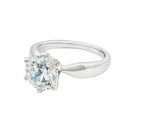 Tolldek PT950 Bague de mariage en or blanc 9 K/14 K/18 carats avec solitaire en moissanite Taille 47-65, Or blanc 18 carats (750), Moissanite