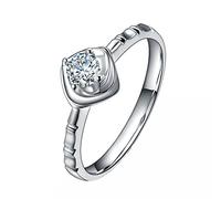 Tolldek PT950 Bagues d'amitié classiques en platine avec diamant rond 0,2 carat, anneau platine sans allergènes, platine, Diamant