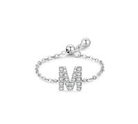 Tolldek PT950 PT950 Bague de mariage en or 18 carats avec diamant Motif alphabet anglais M Taille 47-65, Or blanc 9 carats (375), Diamant