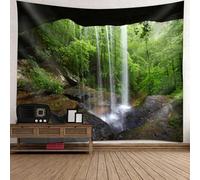Tolldek Tapisserie murale en polyester avec décorations Art Nature, Grottes, Cascades Jungle, Marron/vert, 150 x 150 cm