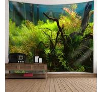 Tolldek Tapisserie murale marron vert 300 x 256 cm - Paysage naturel - Algues marines - Tapisserie murale pour dortoir