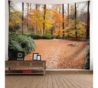 Tolldek Tapisserie murale - Motif paysage naturel - 150 x 150 cm - Érable - Orange marron vert - Décoration d'intérieur pour dortoir, chambre à coucher