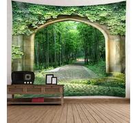 Tolldek Tapisserie murale - Motif paysage naturel - 240 x 220 cm - Vert - Pour nappe de salon