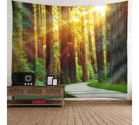 Tolldek Tapisserie murale motif paysage naturel 350 x 256 cm - Jaune marron vert - Tapisserie murale pour nappe de salon