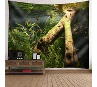 Tolldek Tapisserie murale motif paysage naturel, 350 x 256 cm, motif poissons, algues marines, marron et vert