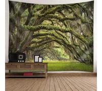 Tolldek Tapisserie murale motif paysage naturel 350 x 256 cm - Vert - Tapisserie murale pour nappe de salon, chambre à coucher