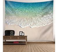 Tolldek Tapisserie murale motif paysage naturel beige vert tapisserie plage serviette murale pour décoration de salon, 260 x 240 cm