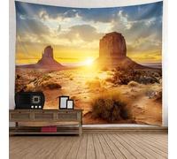 Tolldek Tapisserie murale motif paysage naturel marron et jaune - Déserts de Gobi - 260 x 240 cm