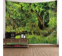Tolldek Tapisserie murale motif paysage naturel vert arbre jungle forêt serviette pour décoration murale de dortoir 210 x 140 cm