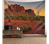 Tolldek Tapisserie murale orange et vert - 300 x 256 cm - Paysage naturel - Gobi - Tapisserie murale pour nappe de salon