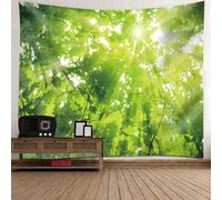 Tolldek Tapisserie murale Paysage Nature 240x220cm, Feuilles Jungle Serviette Murale Vert Tapisserie Tenture Murale Décor De Maison Convient pour La Décoration De La Chambre Art De Décoration Murale