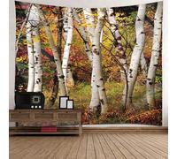 Tolldek Tapisserie Murale Paysage Nature 350x256cm Arbre Tenture Murale Blanc Orange Tapisserie Tenture Murale Décor Maison pour Nappe Salon Decor