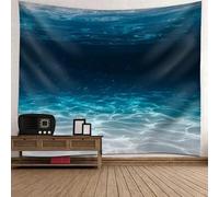 Tolldek Tapisserie Murale Paysage Nature 350x256cm Océan Tapisserie Tenture Murale Bleu Tenture Murale Décor Maison pour Nappe Salon Décor