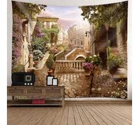 Tolldek Tapisserie Murale Paysage Nature Multicolore, Tapisserie Architecture Européenne Tenture Murale Tissu pour Chambre à Coucher Salon Chambre d'enfants 210x140cm