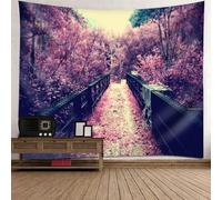 Tolldek Tapisserie Murale Paysage Nature Multicolore, Tapisserie Tenture Murale Érable Arbre Pont Tissu Mur Deocration, 210x140cm