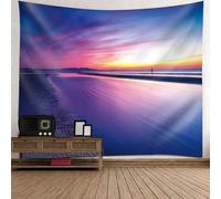 Tolldek Tapisserie Murale Paysage Nature Violet, Tapisseries Vacances Marines Coucher de Soleil Tissu Décoration pour Appartement, 260 x 240 cm