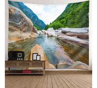 Tolldek Tapisserie murale - Paysage naturel - 240 x 220 cm - Marron et vert - Décoration de maison pour nappe de chambre à coucher