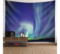 Tolldek Tapisserie murale paysage naturel 350x256cm, Aurora Serviette Murale Violet Vert Tenture Murale Décoration de Maison pour Nappe Salon Chambre Décor