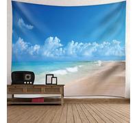 Tolldek Tapisserie murale - Paysage naturel - Bleu beige - Serviette murale - Pour chambre à coucher et salon - 260 x 240 cm