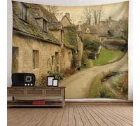 Tolldek Tapisserie Murale Paysage Naturel Brun Clair Vert Tapisserie Tenture Murale Villes Rurales Tenture Murale Décorations De La Maison pour Chambre Dortoir Chambre 210x140cm