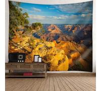 Tolldek Tapisserie murale paysage naturel marron bleu tapisserie montagne serviette murale pour chambre à coucher, salon, chambre d'enfant, 260 x 240 cm