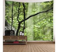 Tolldek Tapisserie murale verte 300 x 256 cm, paysage naturel, arbre cascades tentures murales pour nappe de salon décor
