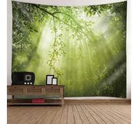Tolldek Tapisserie murale verte 300 x 256 cm, paysage naturel tapisserie tapisserie arbre branche serviette murale convient pour l'art de la décoration murale