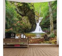 Tolldek Tenture murale, arbre, jungle, pierre, électricité, tapisserie, nature, paysage, polyester, décoration d'intérieur pour nappe, salon, chambre à coucher, vert, 200 x 200 cm