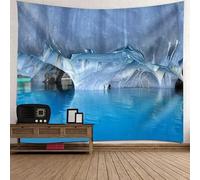 Tolldek Tenture Murale Bleu 150 x 130 cm Paysage Nature Tenture Murale Grotte Ruisseaux Tapis Muraux Tentures Murales pour Salon, Chambre à Coucher