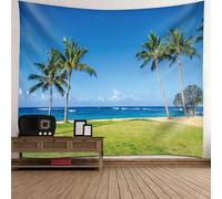 Tolldek Tenture murale en polyester pour salon, chambre à coucher, motif de coco, paysage naturel, 210 x 140 cm