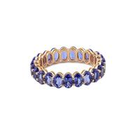 Tolldek Véritable bague d'amitié en or 375/585/750, bague de fiançailles éternité avec coupe ovale tanzanite bleu violet, 9 K/14 K/18 carats, sans allergènes, or 9 carats, Tanzanite