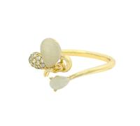 Tolldek Véritable bague d'amitié en or au 375/585/750 avec cœur en opale en forme de goutte Taille 47-65, Or jaune 9 carats (375), Opale Moissanite