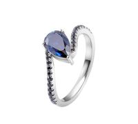 Tolldek Véritable bague de couple en or blanc 9 K/14 K/18 carats, bagues d'amitié éternité avec taille goutte 1 ct créée en laboratoire saphir bleu, or blanc au 375/585/750, bague solitaire sans