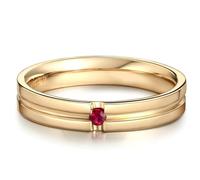 Tolldek Véritable bague de fiançailles en or 18 carats, 0,5 carat rouge créée en laboratoire, classique, classique, bague de mariage ronde au 750, taille 47 à 67, or jaune 18 carats (750), Laboratoire