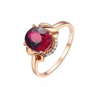 Tolldek Véritable bague pour couple en or rose 18 carats, bague classique avec taille ovale 1,28 ct tourmaline rouge, Au750 or rose diamant hypoallergénique, Or rose 18 carats, Tourmaline Diamant