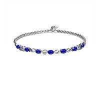 Tolldek Véritable bracelet en or blanc Au750 - Pour femme - Avec taille ovale - Saphir bleu 2,1 carats - 18 carats - Sans allergènes, Or blanc 18 carats, Saphir Diamant