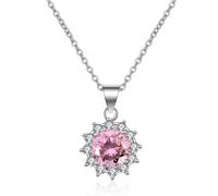 Tolldek Véritable collier pour femme Art Nouveau 14 carats, or blanc 14 carats, créé en laboratoire, diamant fleurs chaîne femme, cadeau Au585, chaîne pour femme, 45 + 5 cm, Or blanc 14 carats (585