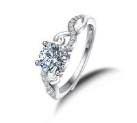 Tolldek Véritables bagues d'amitié en or blanc 9 carats Au375 Créé en laboratoire Bague solitaire en diamant 9 carats Taille 47-65, Or blanc 9 carats (375), Diamant créé en laboratoire