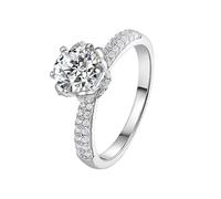 Tolldek Véritables bagues de couple en or blanc 750 18 carats Créé en laboratoire Diamant 6 griffes Bague de mariage, bague d'amitié en or Au750, 53 (16,9)