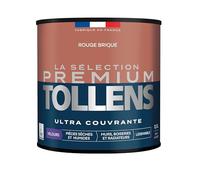 Tollens - Peinture Couleur - Murs, Boiseries & Radiateurs - La Sélection Premium - Pièces sèches et humides - Ultra couvrante - Ultra résistante - Ecolabel - Velours - ROUGE BRIQUE - 0L5 = 6m²