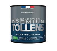 Tollens - Peinture Couleur - Murs, Boiseries & Radiateurs - La Sélection Premium - Pièces sèches et humides - Ultra couvrante, résistante & rapide - Ecolabel - Satin - GRIS ANTHRACITE - 0L5 = 6m²