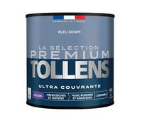 Tollens - Peinture Couleur - Murs, Boiseries & Radiateurs - La Sélection Premium - Pièces sèches et humides - Ultra couvrante - Ultra résistante - Ecolabel - Velours - BLEU DENIM - 0L5 = 6m²