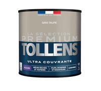 Tollens - Peinture Couleur - Murs, Boiseries & Radiateurs - La Sélection Premium - Pièces sèches et humides - Ultra couvrante - Ultra résistante - Ecolabel - Velours - GRIS TAUPE - 0L5 = 6m²