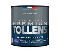Tollens - Peinture Couleur - Murs, Boiseries & Radiateurs - La Sélection Premium - Pièces sèches et humides - Ultra couvrante - Ultra résistante - Ecolabel - Velours - GRIS ANTHRACITE - 0L5 = 6m²